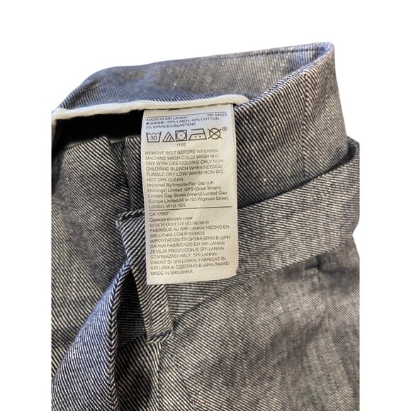 Banana Republic Paperbag Waist Linen Blend Trousers Blue Size 4 Quiet Luxury - Picture 4 of 15